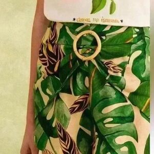 FARM Rio Green Leaf Patterned Shorts